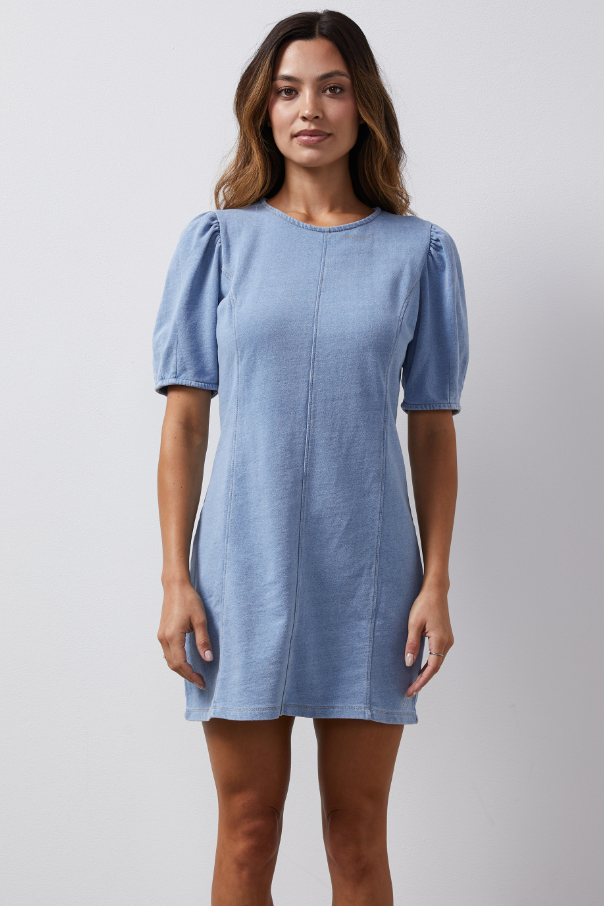 MR INDIGO FRENCH TERRY SEAMED DRESS
