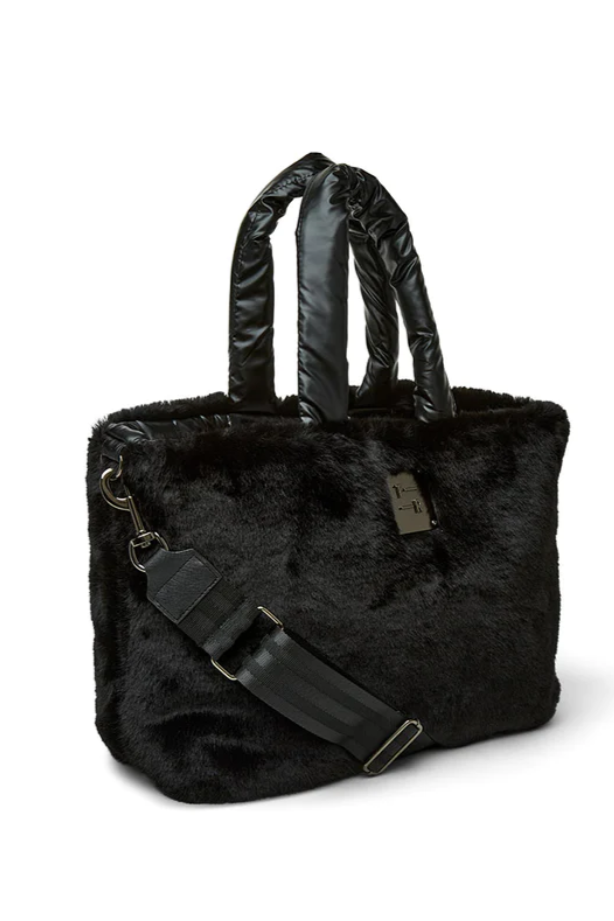 TR DUPLEX-REVERSIBLE FAUX FUR NYLON TOTE