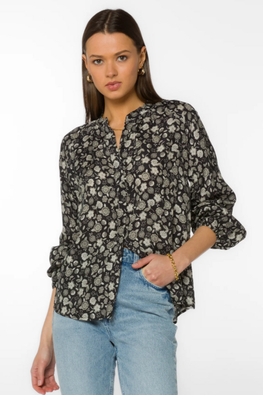 VH SAYA BLACK FLORAL SHIRT