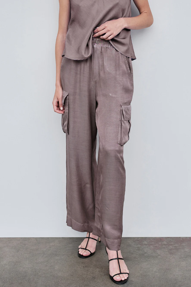 ST VISCOSE SATIN CARGO PANT