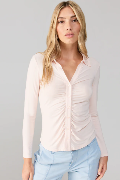 SC DREAMGIRL BUTTON UP TOP IN ROSE